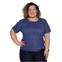 Blusa Suede Feminina Plus Size Com Manga Curta Tendência Verão