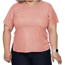 Blusa Suede Feminina Plus Size Com Manga Curta Tendência Verão