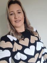 Blusa suéter coração tricot musse quentinho Blusa suéter coração tricot musse quentinho