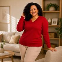Blusa Suéter de Tricot Tamanho Grande Inverno Frio
