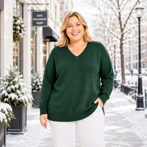 Blusa Suéter de Tricot Tamanho Grande Inverno Frio