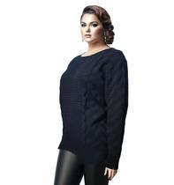 Blusa Suéter Feminina Plus Size Lã Tricot De Frio 046A - Fluence Moda Grande