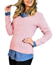 Blusa Suéter Feminino Tricot Gola V Outono Inverno - EUC STORE