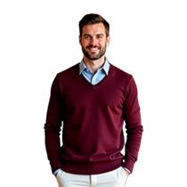 Blusa Suéter Maculina em Tricot Frio Casaco Cardigam