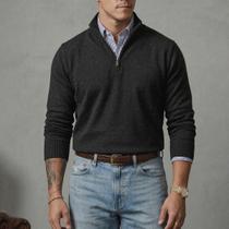 Blusa Suéter Meio Zíper com Gola Alta Masculino Manga Longa Inverno Outono Diversas Cores