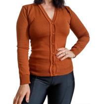 Blusa Suéter Tricô Feminino Inverno Terracota