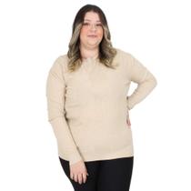 Blusa Suéter Tricot com Nervuras Plus Size Feminino