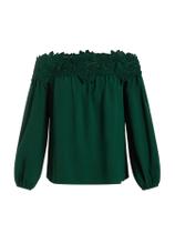 Blusa SweatyRocks Off The Shoulder de renda de manga comprida feminina