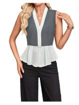 Blusa SweatyRocks sem mangas com botões Color Block para mulher