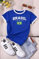 Blusa T-shirt Baby Look Feminina Brasil Copa - Seleção Brasileira
