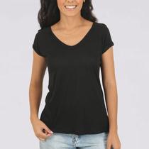 Blusa T-Shirt Básica Decote V Feminina - Aishty