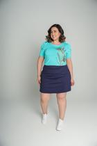 Blusa T-Shirt Bordado Flor Verde Agua Blusa T-Shirt Bordado Flor Verde Agua