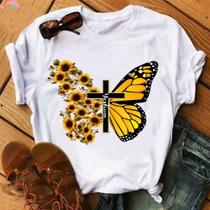 Blusa T-shirt Camiseta Feminina Estampada -Borboleta- Várias Estampas 02 Blusa T-shirt Camiseta Feminina Estampada -Borboleta- Várias Estampas 02