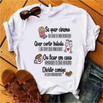 Blusa T-shirt Camiseta Feminina Estampada -frases casal- Várias Estampas 06