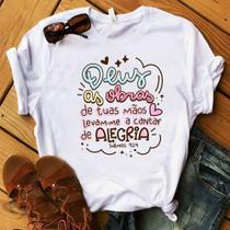 Blusa T-shirt Camiseta Feminina Estampada -frases gospel- Várias Estampas 09