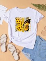 Blusa T-shirt Camiseta Feminina Estampada -Girassol- Várias Estampas 01 Blusa T-shirt Camiseta Feminina Estampada -Girassol- Várias Estampas 01