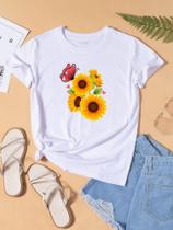 Blusa T-shirt Camiseta Feminina Estampada -Girassol- Várias Estampas 04