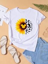 Blusa T-shirt Camiseta Feminina Estampada -Girassol- Várias Estampas 06 Blusa T-shirt Camiseta Feminina Estampada -Girassol- Várias Estampas 06