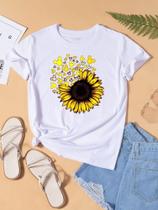 Blusa T-shirt Camiseta Feminina Estampada -Girassol- Várias Estampas 07