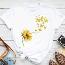 Blusa T-shirt Camiseta Feminina Estampada -Girassol- Várias Estampas 12 Blusa T-shirt Camiseta Feminina Estampada -Girassol- Várias Estampas 12