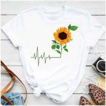 Blusa T-shirt Camiseta Feminina Estampada -Girassol- Várias Estampas 13