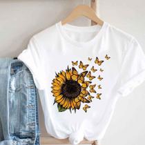 Blusa T-shirt Camiseta Feminina Estampada -Girassol- Várias Estampas 17