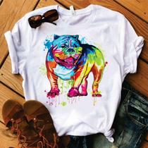 Blusa T-shirt Camiseta Feminina Estampada-Pitbull- Várias Estampas 08
