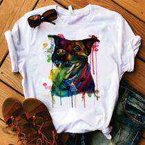 Blusa T-shirt Camiseta Feminina Estampada-Pitbull- Várias Estampas 11