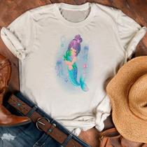 Blusa T-shirt Camiseta Feminina Estampada -Sereia- Várias Estampas 01