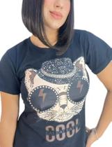 Blusa t-shirt camiseta gato moda casual feminina - Filo modas