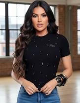 Blusa T-shirt Cropped Rhero Jeans Feminina Modelo Casual-12173