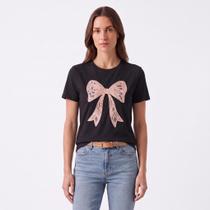 Blusa T-shirt Estampada Laço Algodão Chic Top