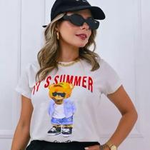 Blusa T-shirt Feminina 100% Algodão ESTONADA Manga Curta Gola Redonda SUMMER Blusa T-shirt Feminina 100% Algodão ESTONADA Manga Curta Gola Redonda SUMMER