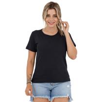 Blusa t-shirt feminina básica lisa gola redonda slim algodão 3046a