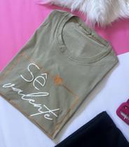 Blusa T-Shirt Feminina Camiseta Basica Algodão Manga frase sê valente Blusa T-Shirt Feminina Camiseta Basica Algodão Manga frase sê valente