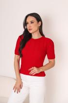 Blusa T-Shirt Feminina Modal em Tricô Manga Curta Casual Elegante