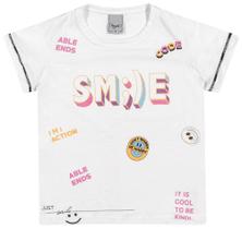 Blusa t-shirt menina smille branca algodão