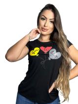 Blusa T-shirt Roupa Feminina Estampa Tecido Balões Gratidão