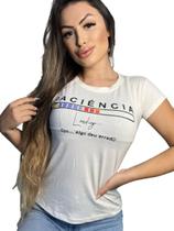 Blusa T-Shirt Roupas Moda Feminina Estampa Tecido Paciência