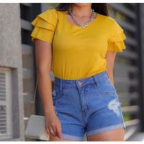 Blusa T-shirt viscolycra manga curta 3 marias tendência feminina - Filó Modas