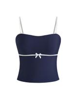 Blusa tanquíni ZAFUL, laço sem alças, maiô, controle de barriga, azul marinho