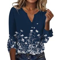 Blusa TBILILO Boho com decote em V, manga 3/4, manga 3/4, branca