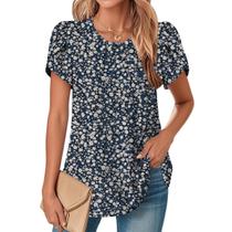 Blusa TBILILO Boho Floral com babados para mulheres preta M Blusa TBILILO Boho Floral com babados para mulheres preta M