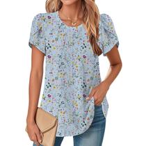 Blusa TBILILO Boho Floral de manga curta para mulheres em poliéster Blusa TBILILO Boho Floral de manga curta para mulheres em poliéster