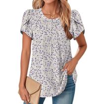 Blusa TBILILO Boho Floral para mulheres de manga curta roxa Ditsy M Blusa TBILILO Boho Floral para mulheres de manga curta roxa Ditsy M