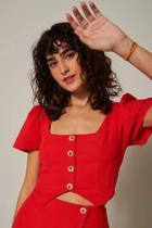 Blusa Tecido Decote Quadrado