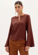 Blusa Tecido Manga Longa Sino Decote Gota Lança Perfume