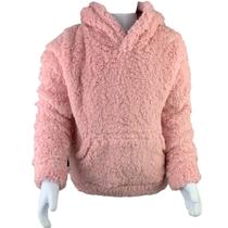 Blusa Teddy De Pelinhos Feminina Fechada com Capuz e Bolso Kodo s