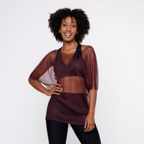 Blusa Tela Transparente Fitness Manga Curta Básica