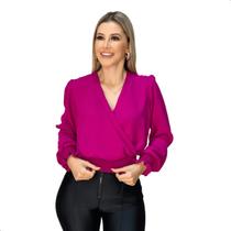 Blusa Tendencia Decote V Lançamento Moda Inverno Manga Bufante